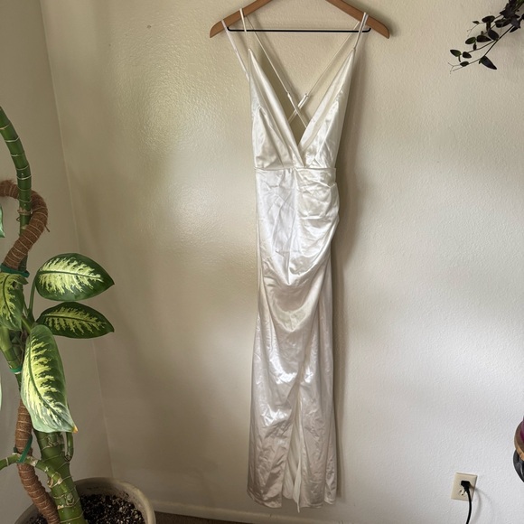 Lulus | Ever Enchanted White Satin Surplice Maxi Dress - Picture 2 of 7